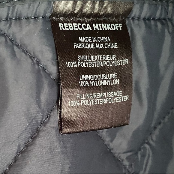 Rebecca Minkoff Double Breasted Quilted Long Navy Duster Coat Womens Medium - Picture 5 of 6